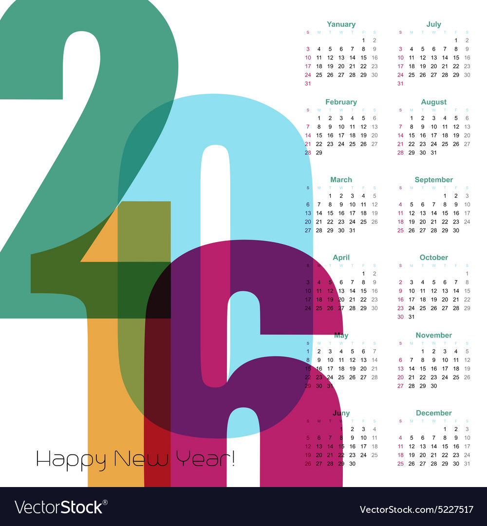 Year calendar Royalty Free Vector Image - VectorStock