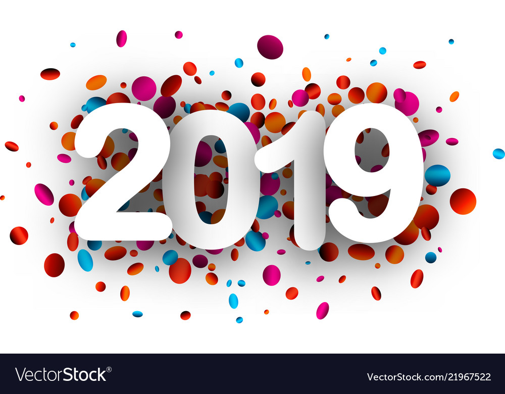 2019 new year background with colorful confetti