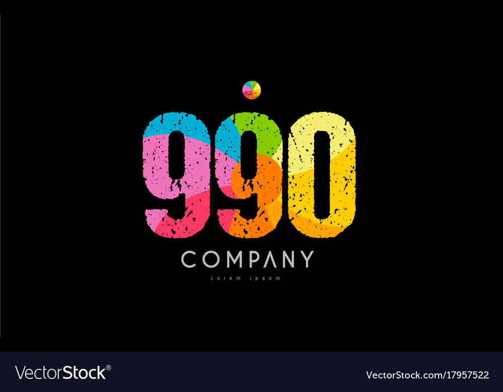 990-number-grunge-color-rainbow-numeral-digit-logo