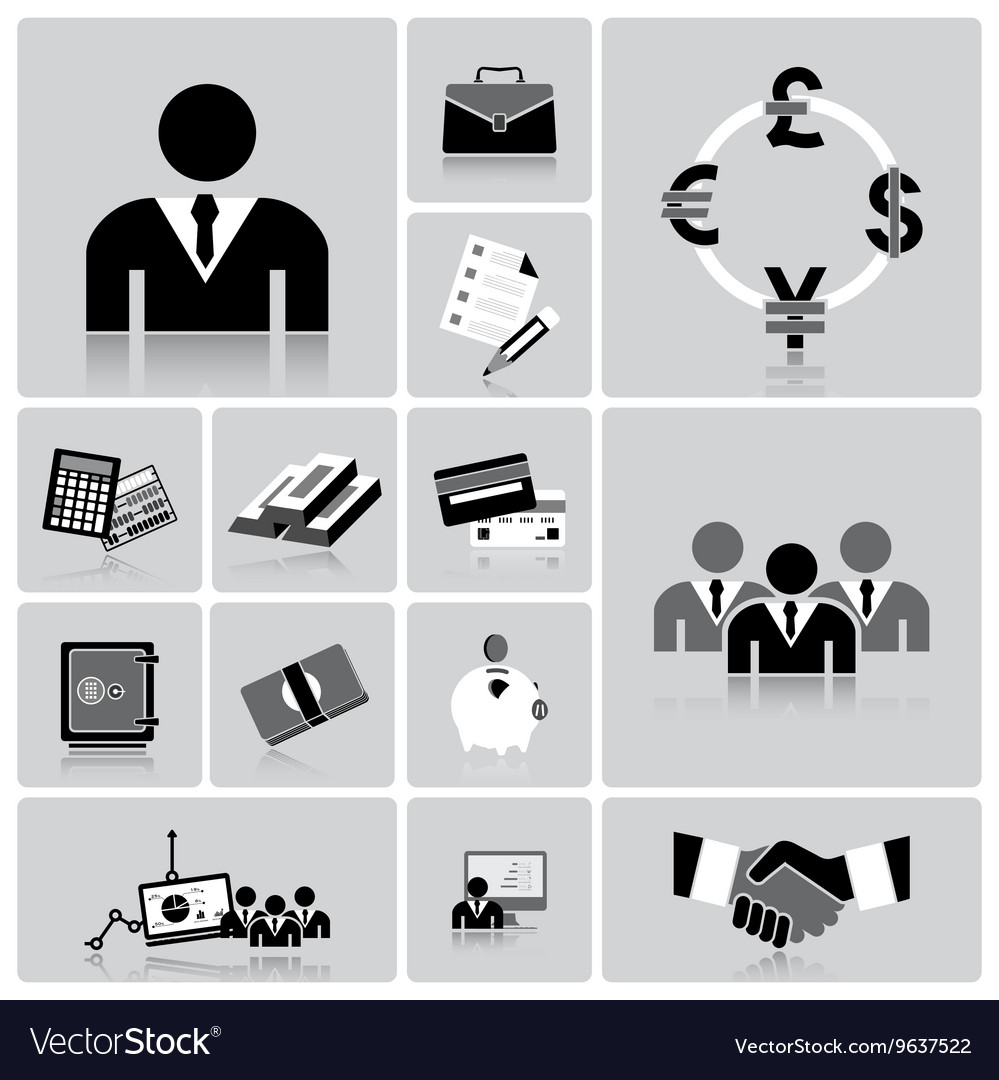 Business and financial icon set Royalty Free Vector Image