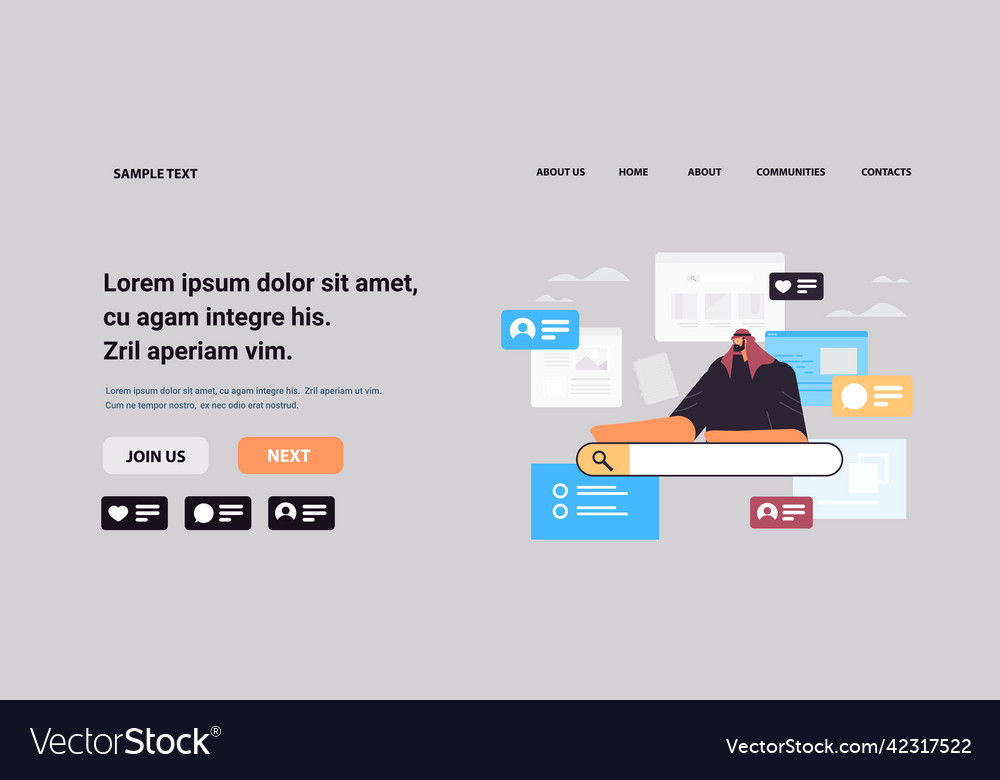 Businessman using web browser man searching vector image Businessman using web browser man searching