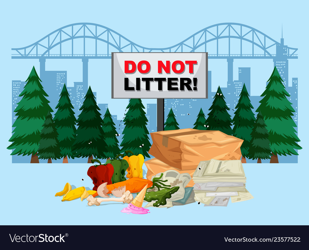 Do not litter banner with city background Vector Image