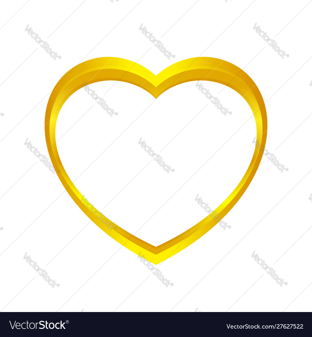 Gold heart shape isolated on white background Vector Image