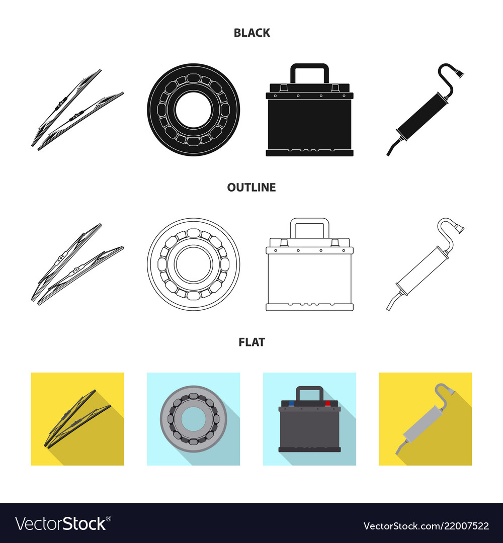Isolated object of auto and part sign set vector image Isolated object of auto and part sign set