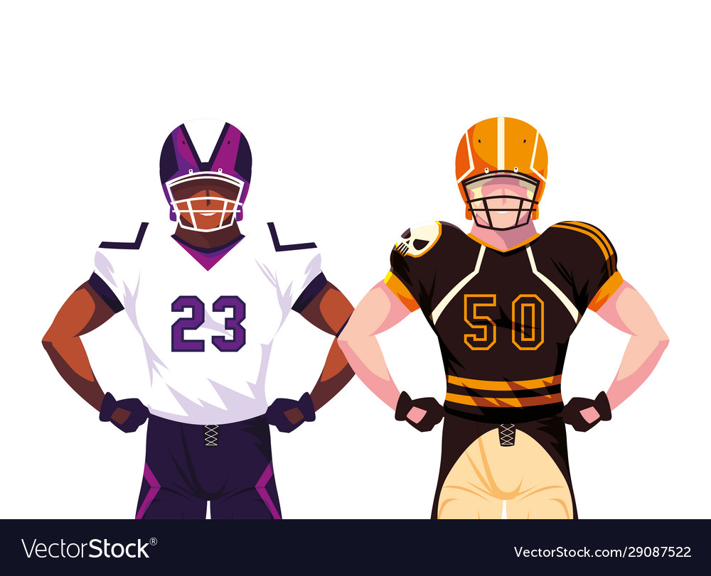 Men players american football on white background