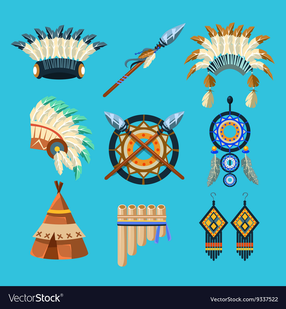 native-american-indian-culture-set-royalty-free-vector-image