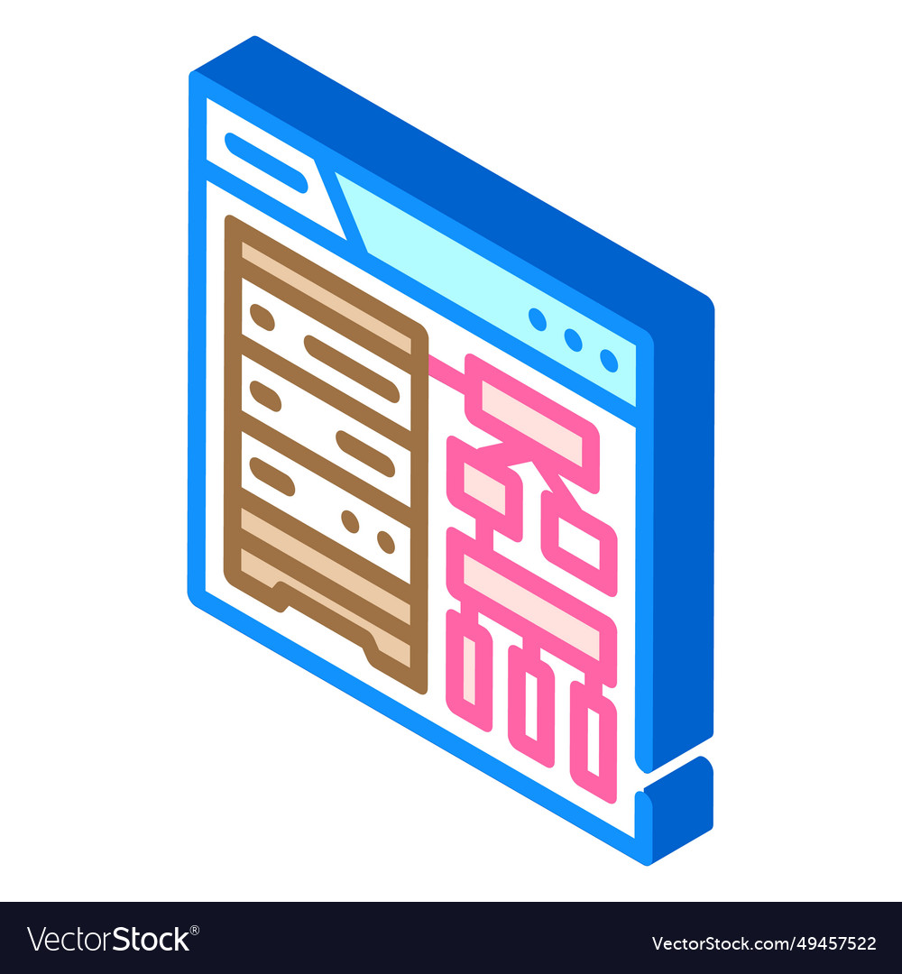 Schema development database isometric icon vector image Schema development database isometric icon
