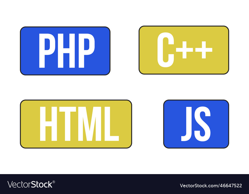 Scripting languages for web development linear vector image Scripting languages for web development linear