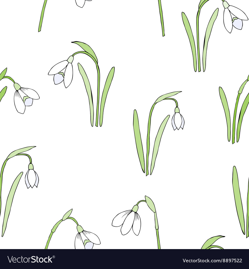 Seamless pattern with snowdrops