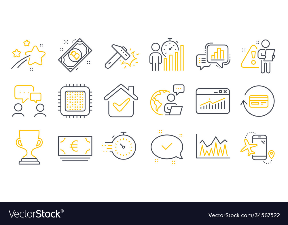 Set business icons such as graph chart