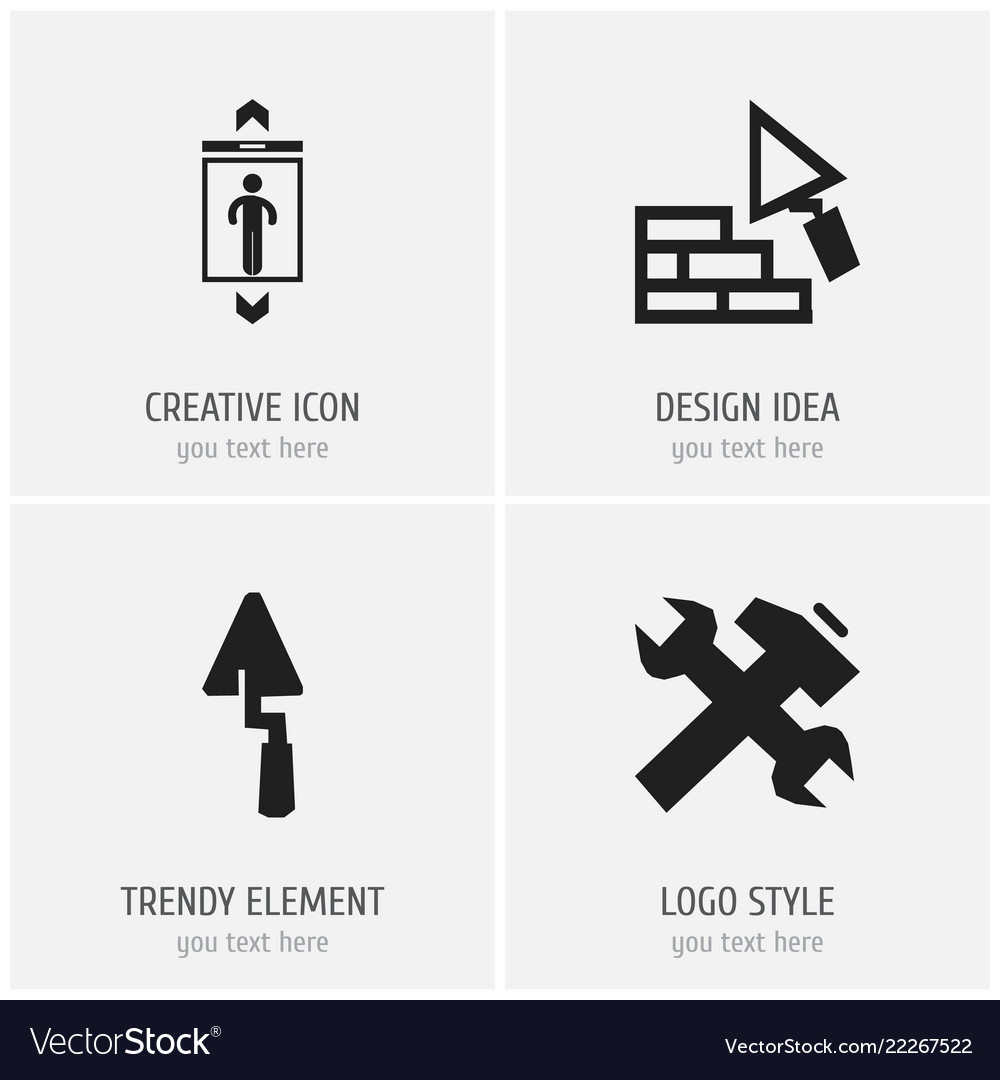 Set of 4 editable structure icons includes vector image Set of 4 editable structure icons includes