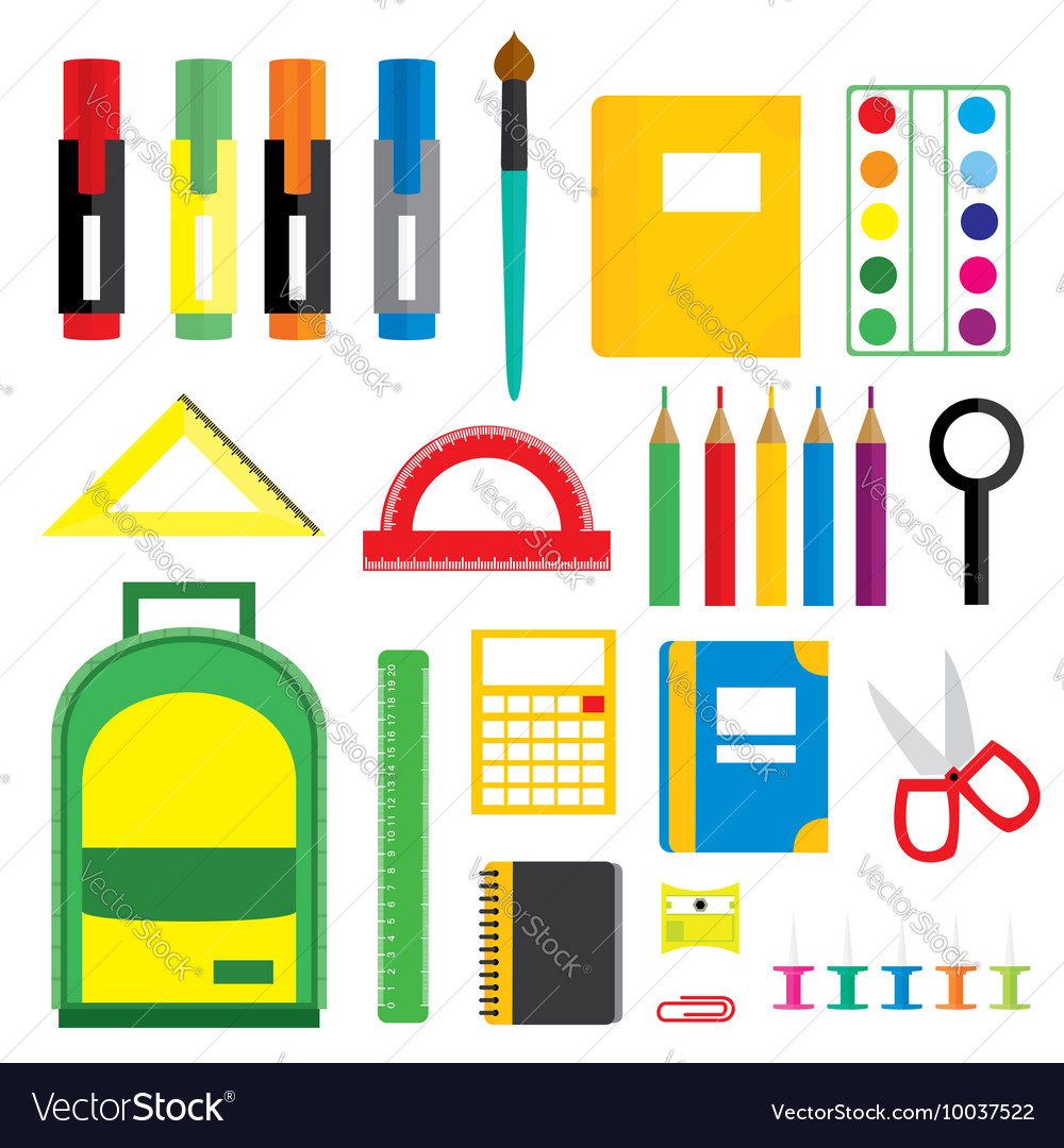 Set of school supplies Royalty Free Vector Image