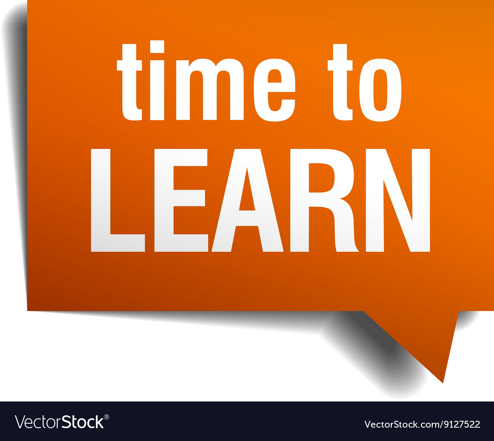 Time to learn orange speech bubble isolated