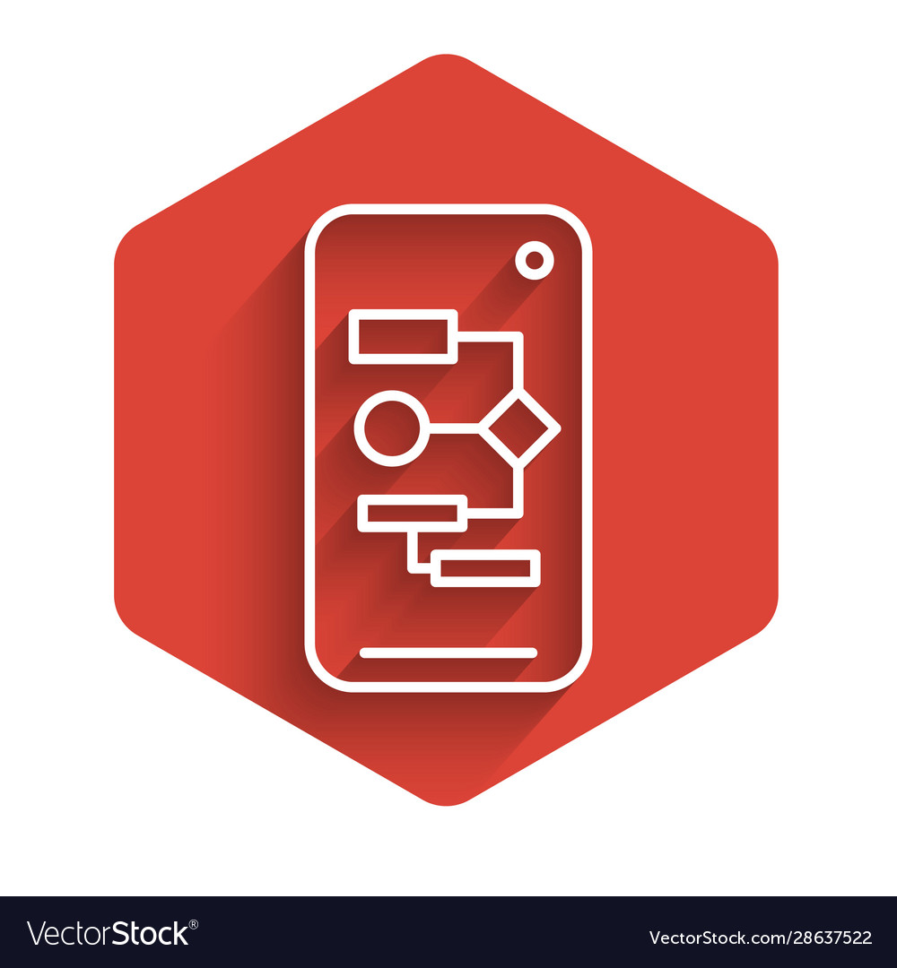 Weiße Linie Algorithmus Icon isoliert mit lange vector image Weiße Linie Algorithmus Icon isoliert mit lange