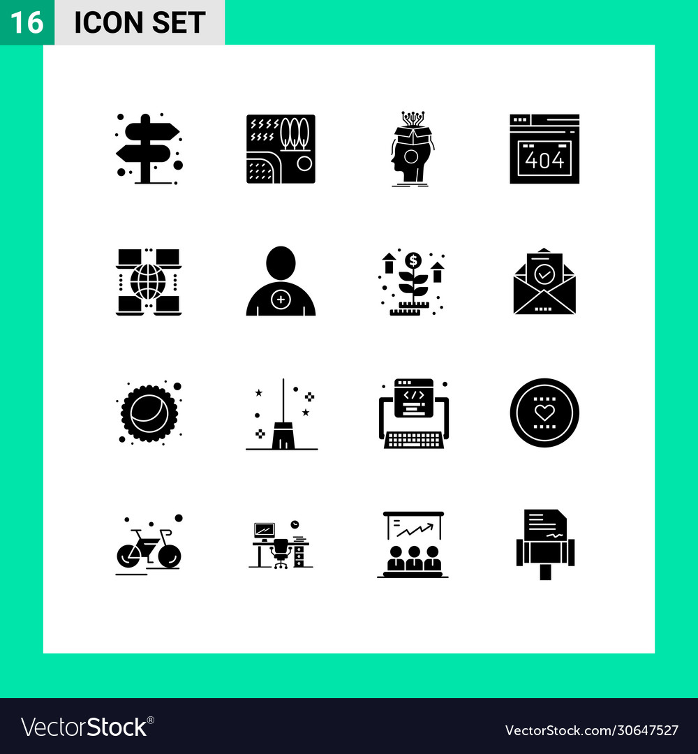 16 universal solid glyphs set for web and mobile