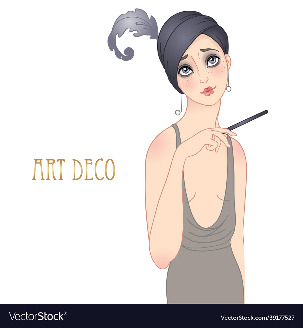 Art deco vintage of flapper girl