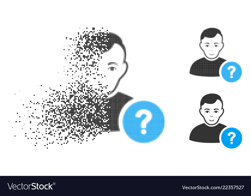 Broken dotted halftone user question icon