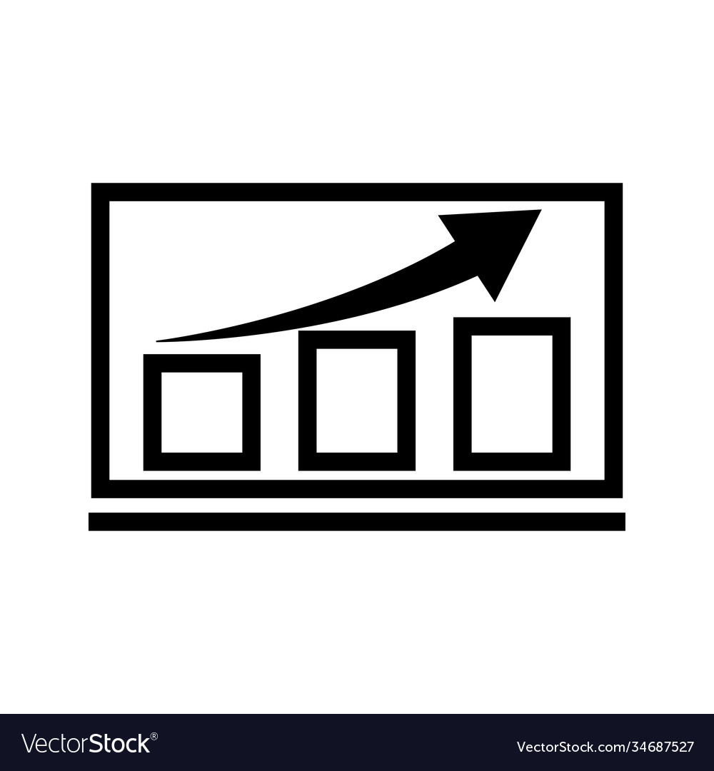 Chart icon arrow go up bar graph line style vector image Chart icon arrow go up bar graph line style