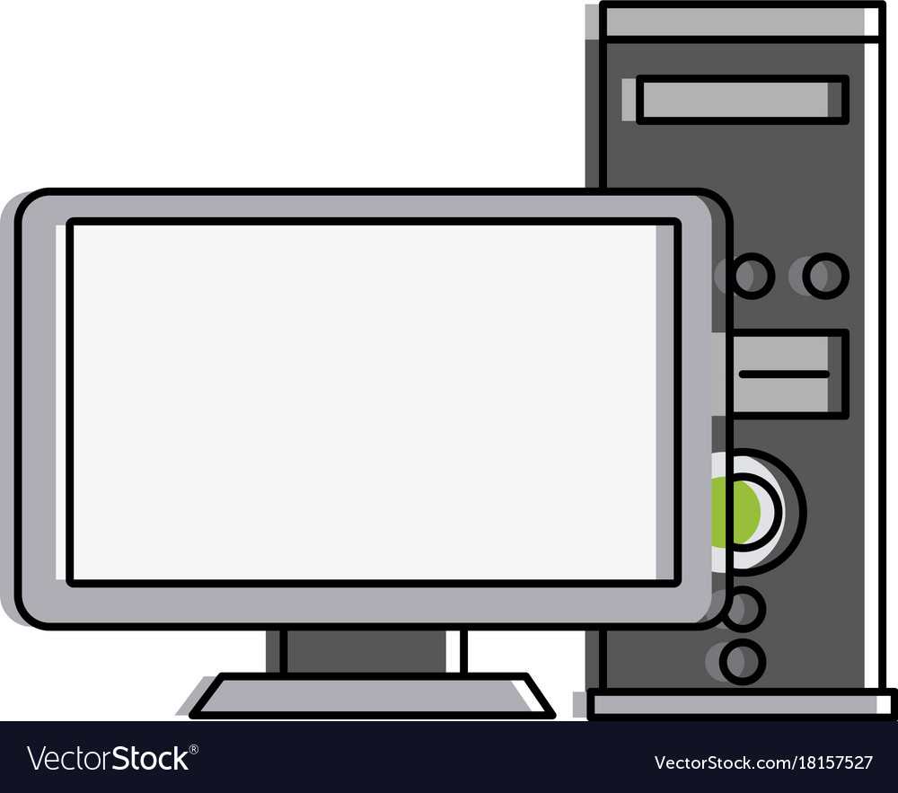 Computer monitor with cpu tower icon image