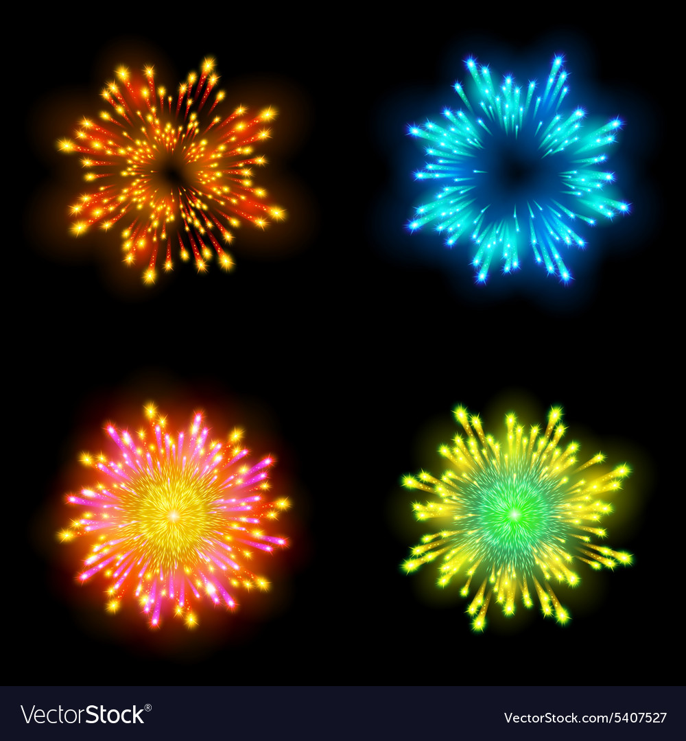 Festive patterned firework bursting in various