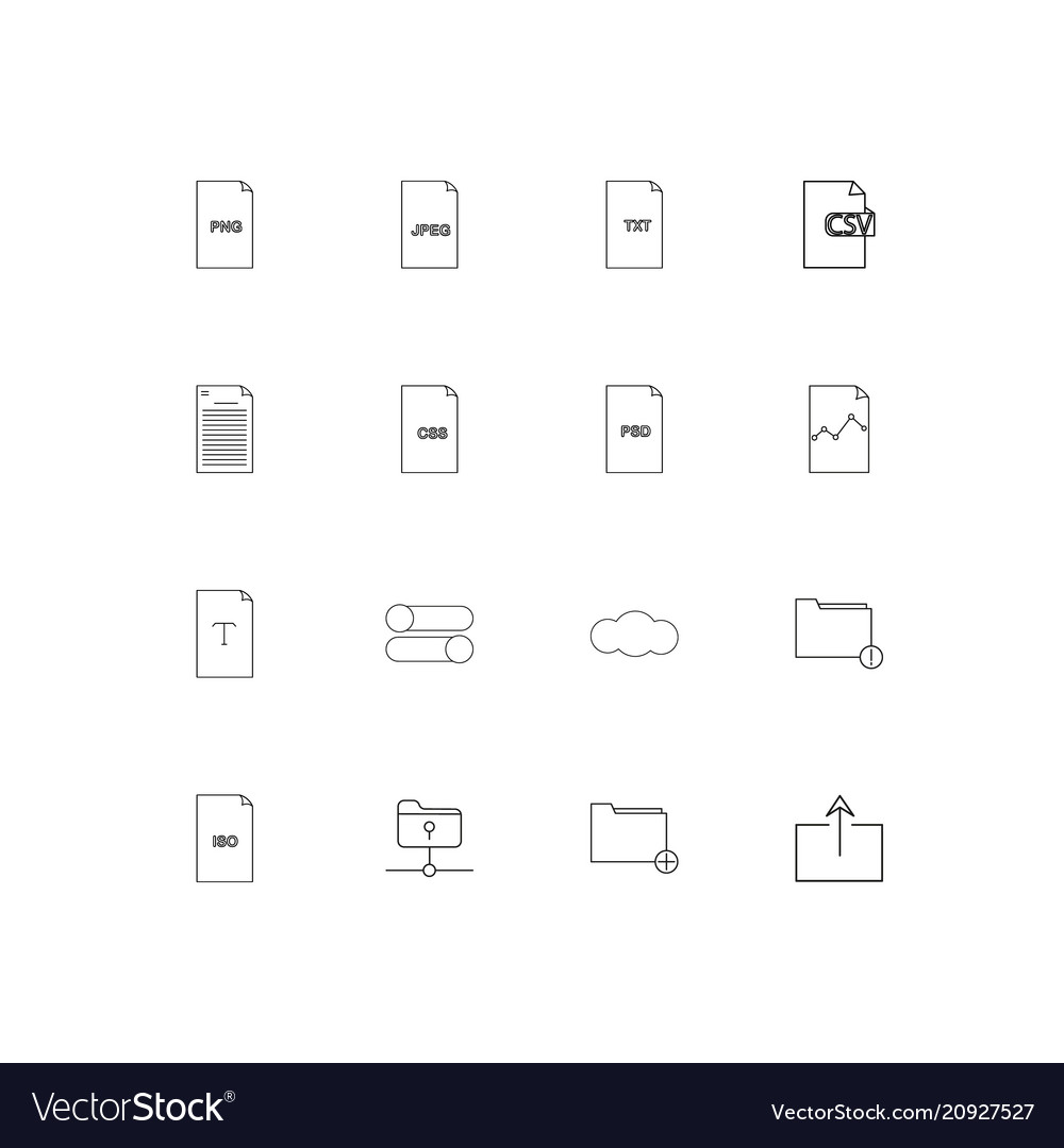 Files and folders sign linear thin icons set
