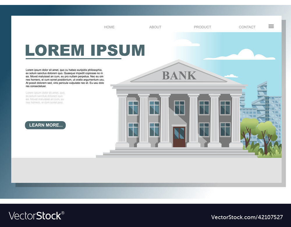 Flat design retro bank building with columns vector image Flat design retro bank building with columns