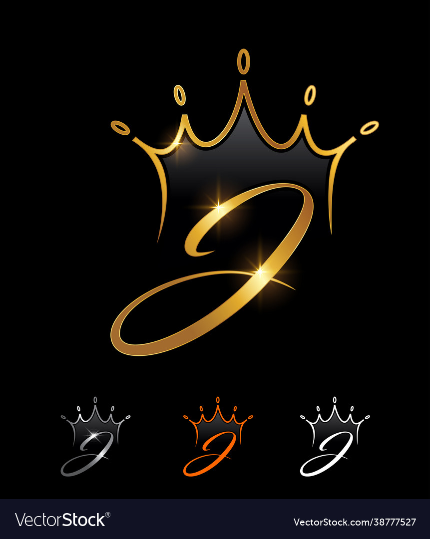 Golden monogram crown initial letter j Royalty Free Vector