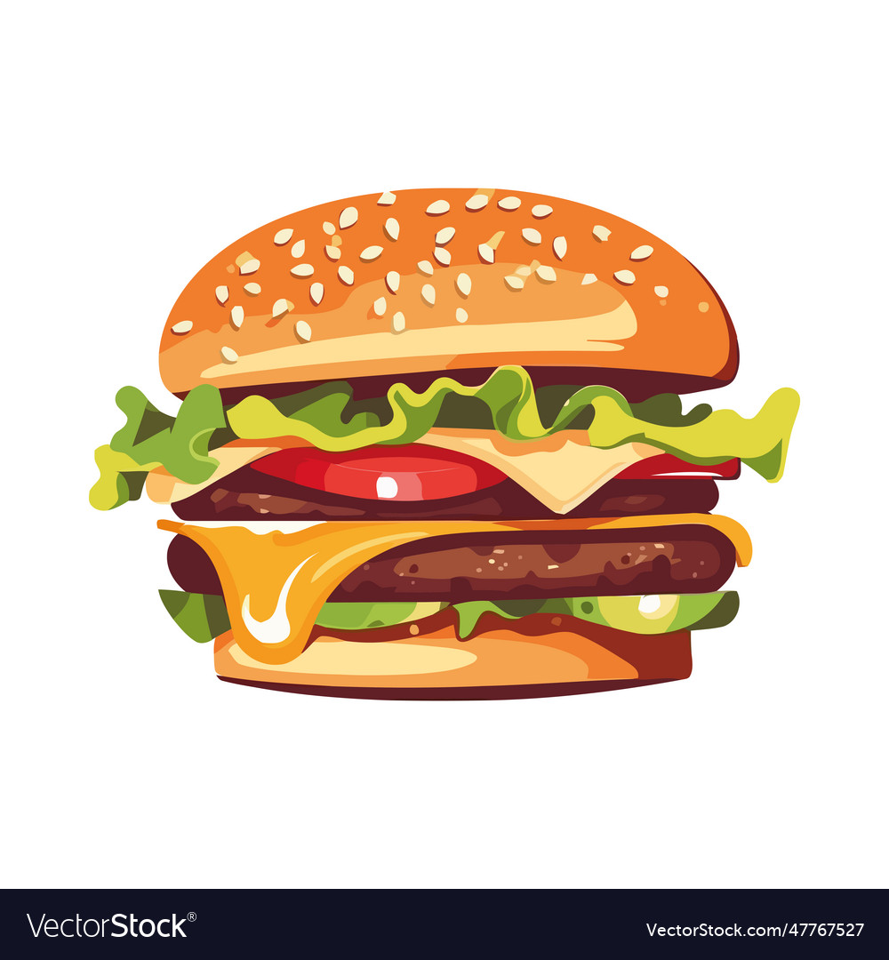 Grilled beef burger with cheese and tomato Vector Image