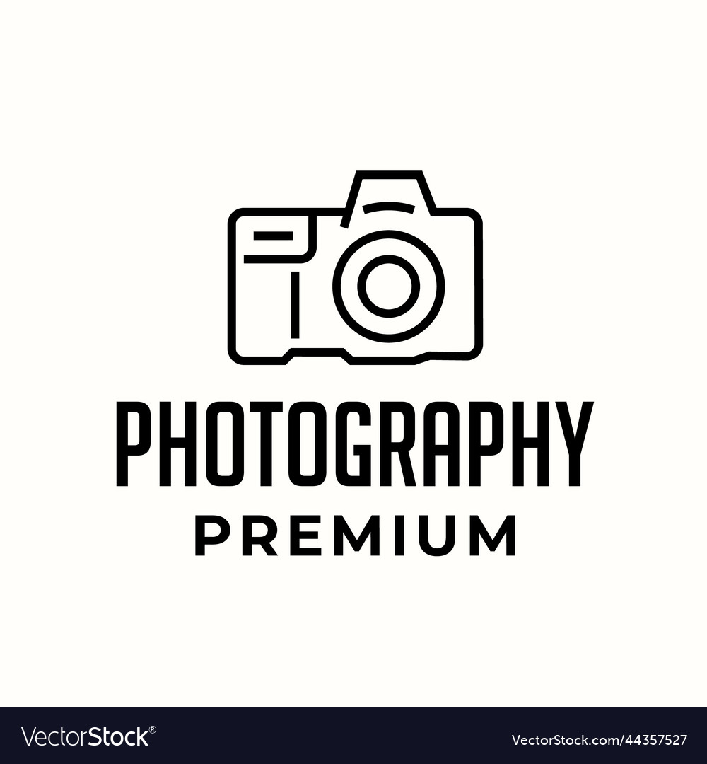 Line art bold camera photography logo design Vector Image