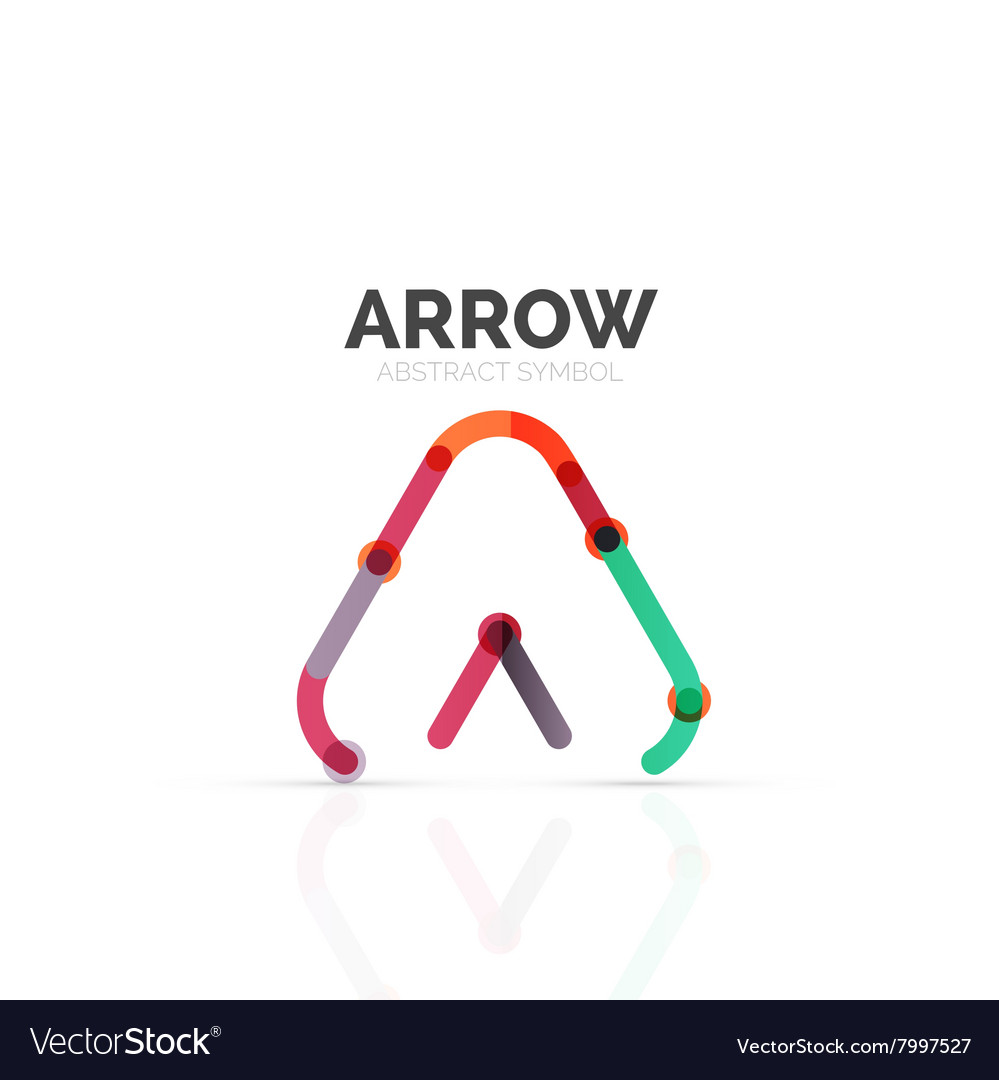 Linear arrow abstract logo connected multicolored