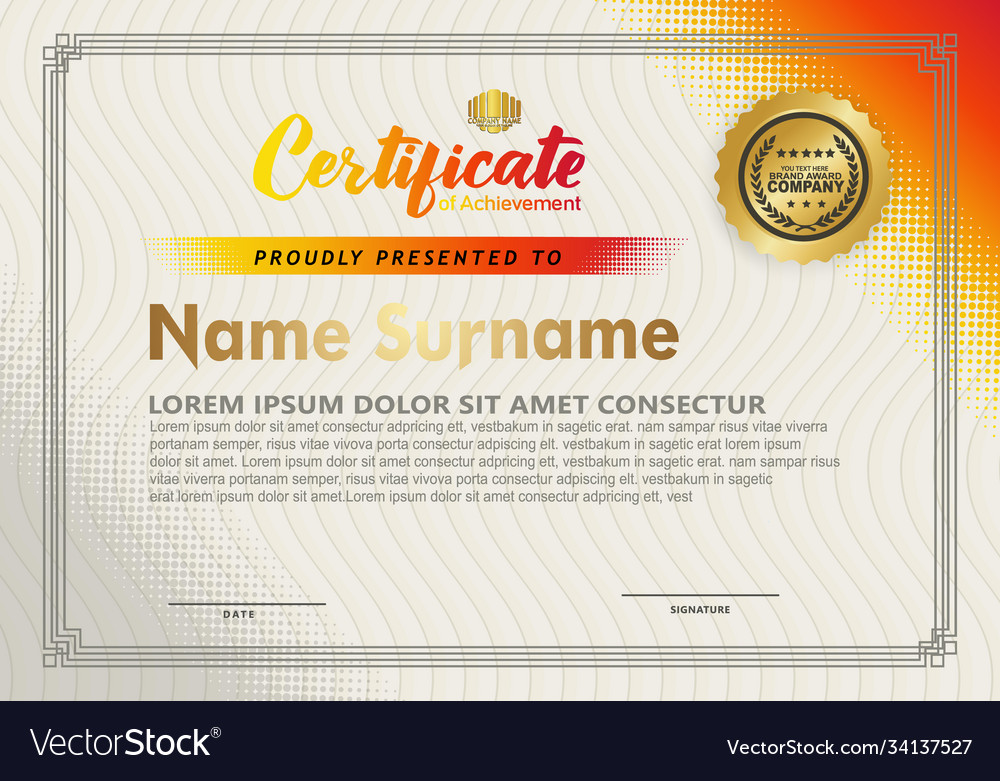 Modern Certificate Template - Diagonal Halftone
