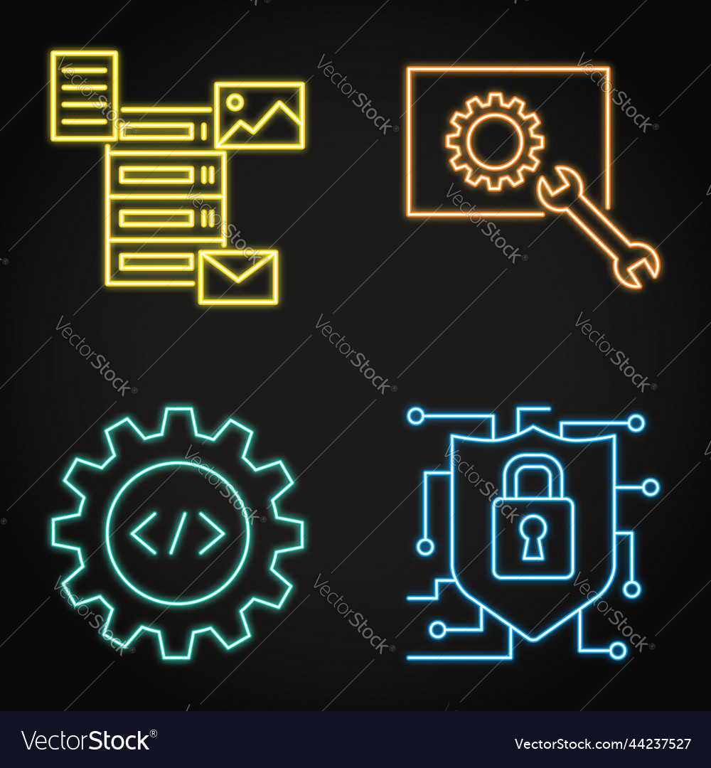 Neon Data & System Icons