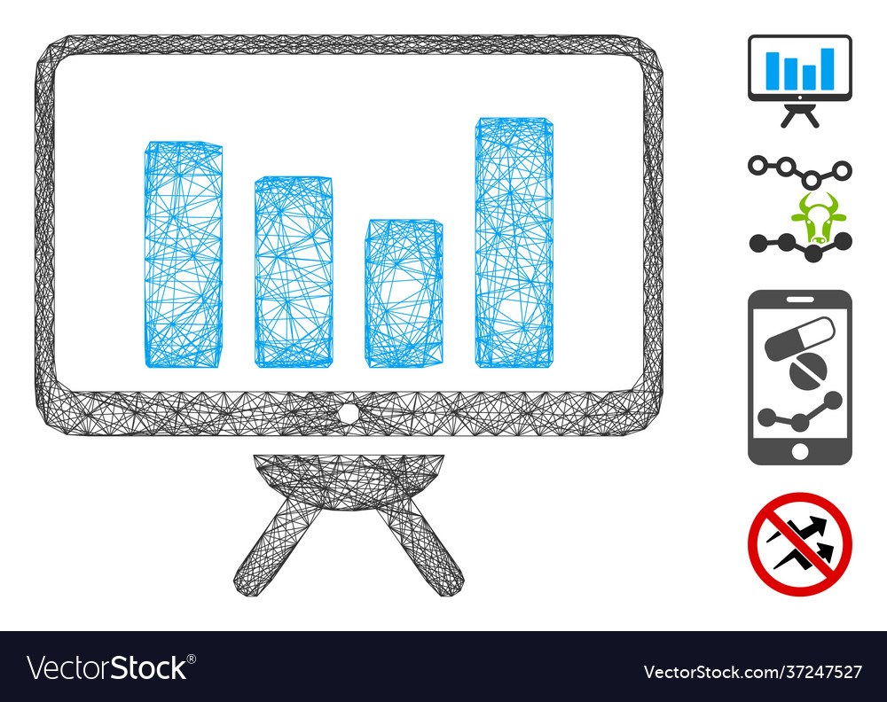 Net bar chart monitoring mesh vector image Net bar chart monitoring mesh