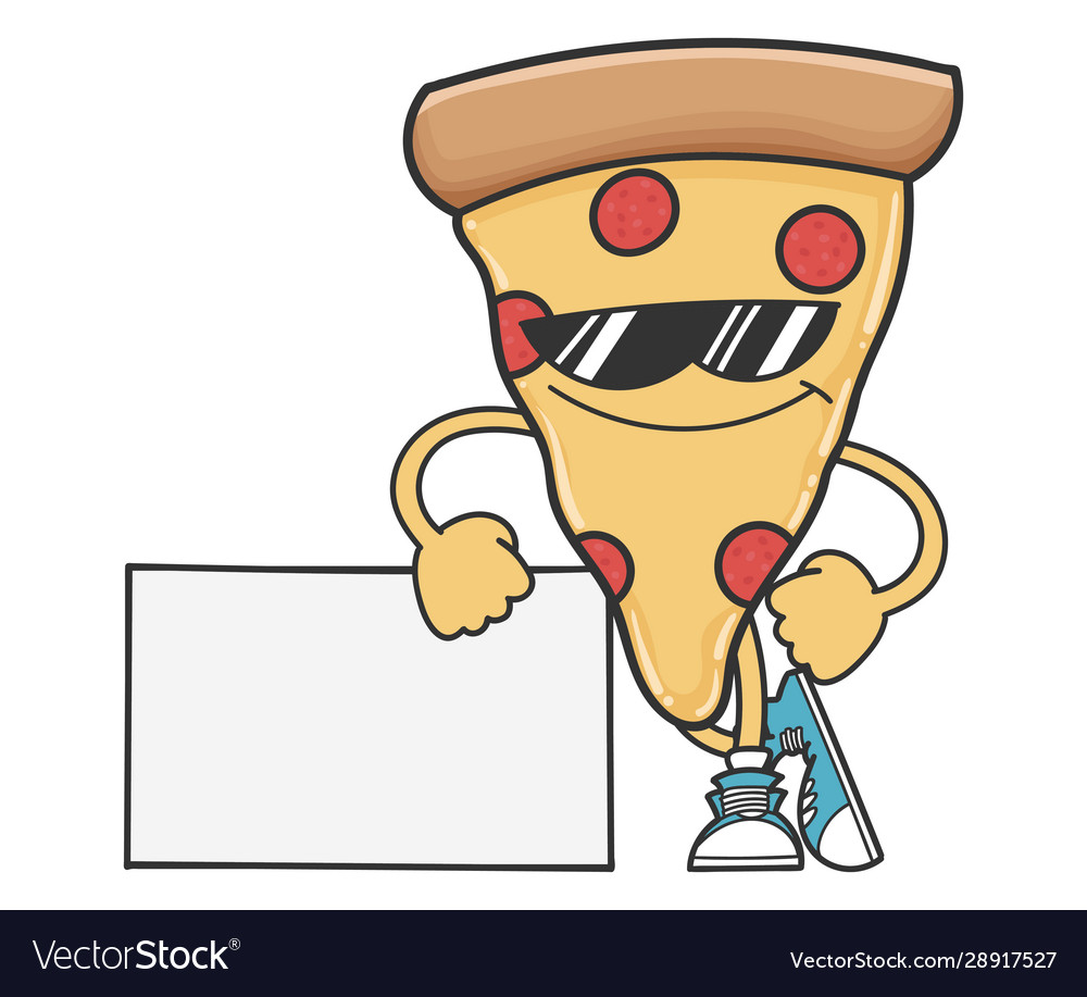 Pizza slice cartoon with sunglasses leaning Vector Image Pizza slice cartoon with sunglasses leaning Vector Image