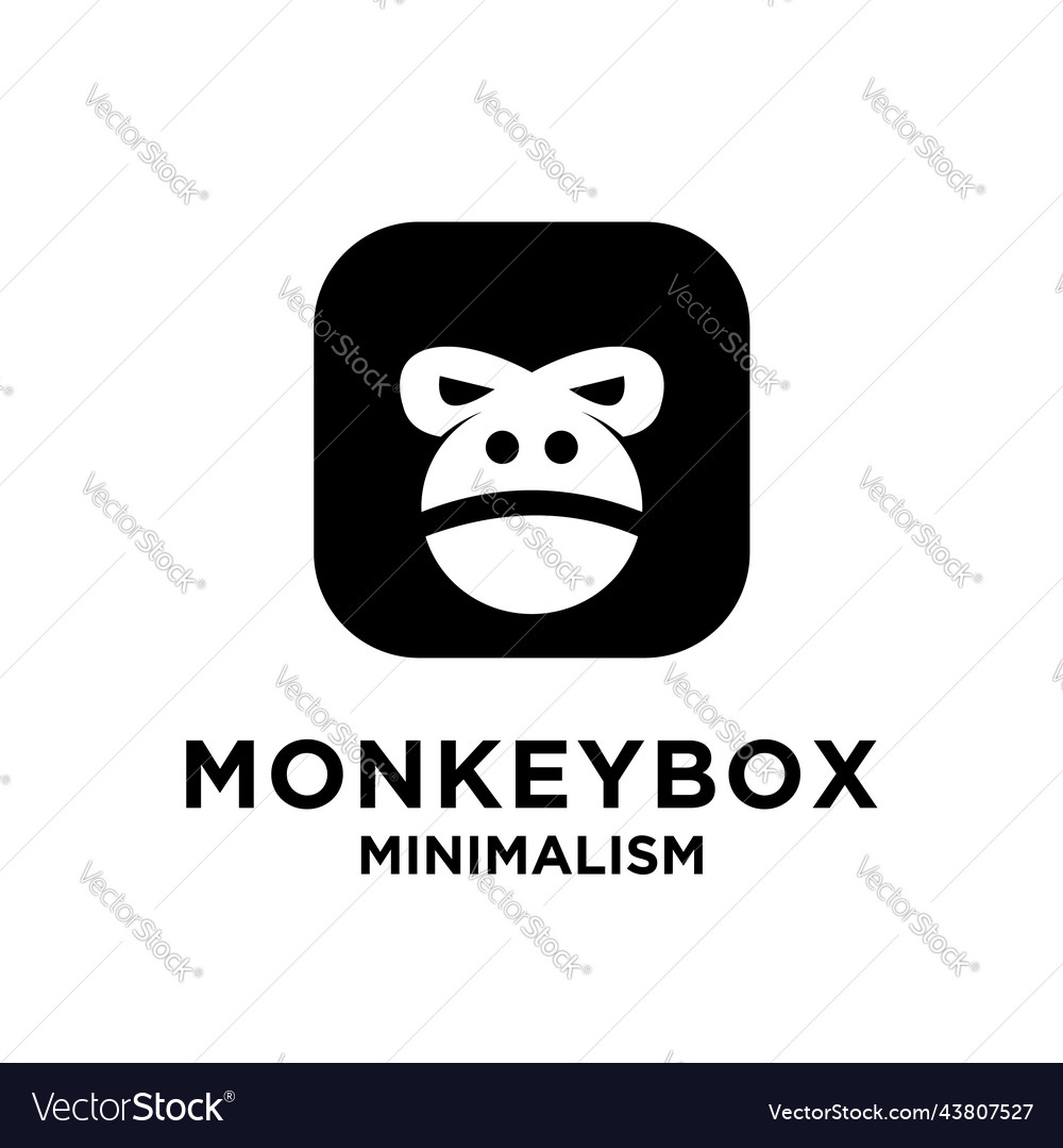 Premium minimalism black monkey box head logo