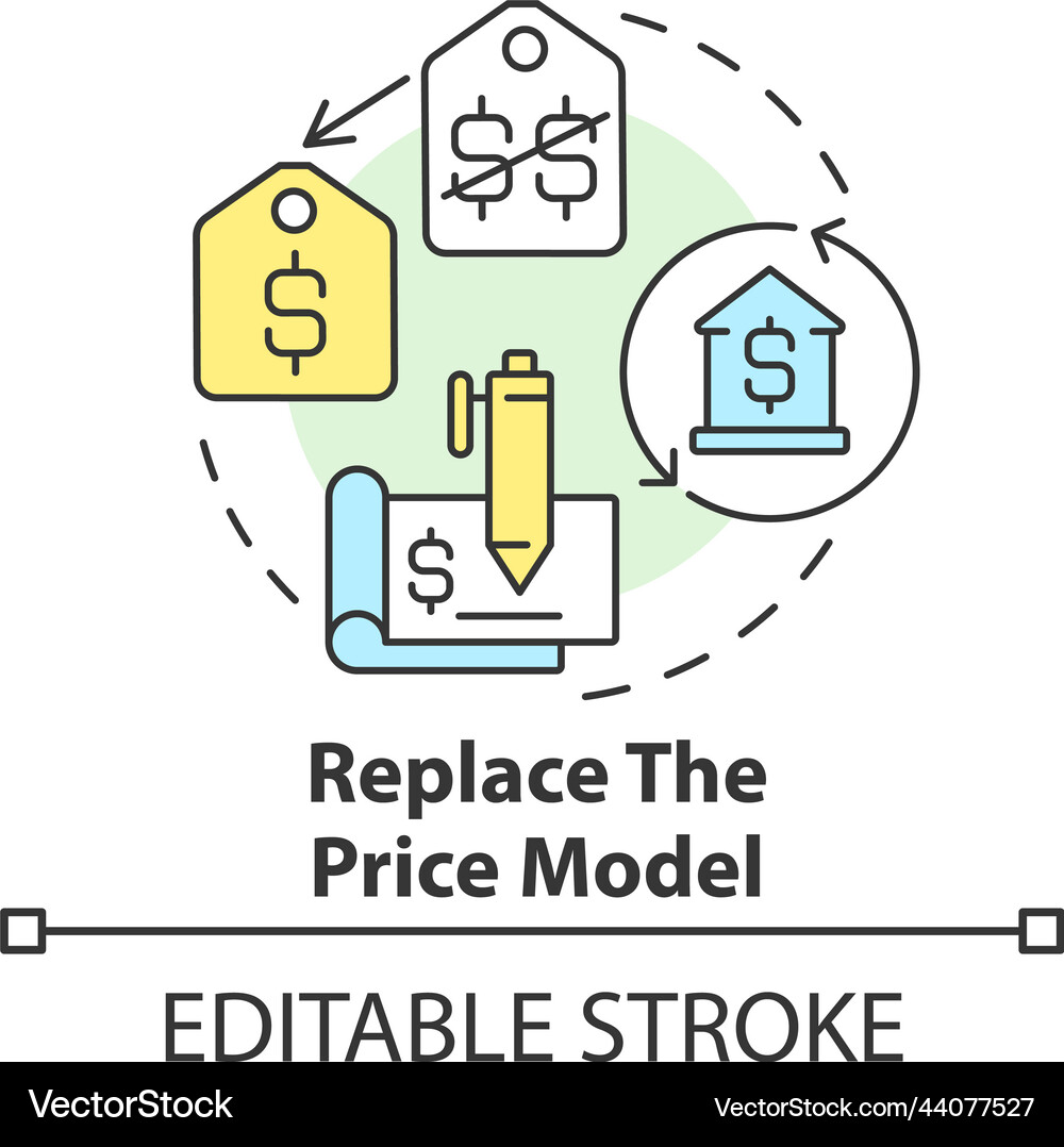 Replace price model concept icon Royalty Free Vector Image