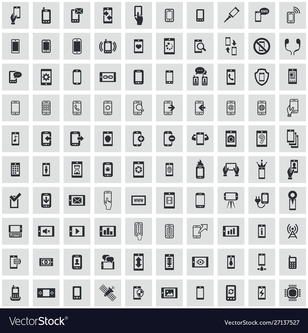 Smartphone 100 icons universal set for web and ui