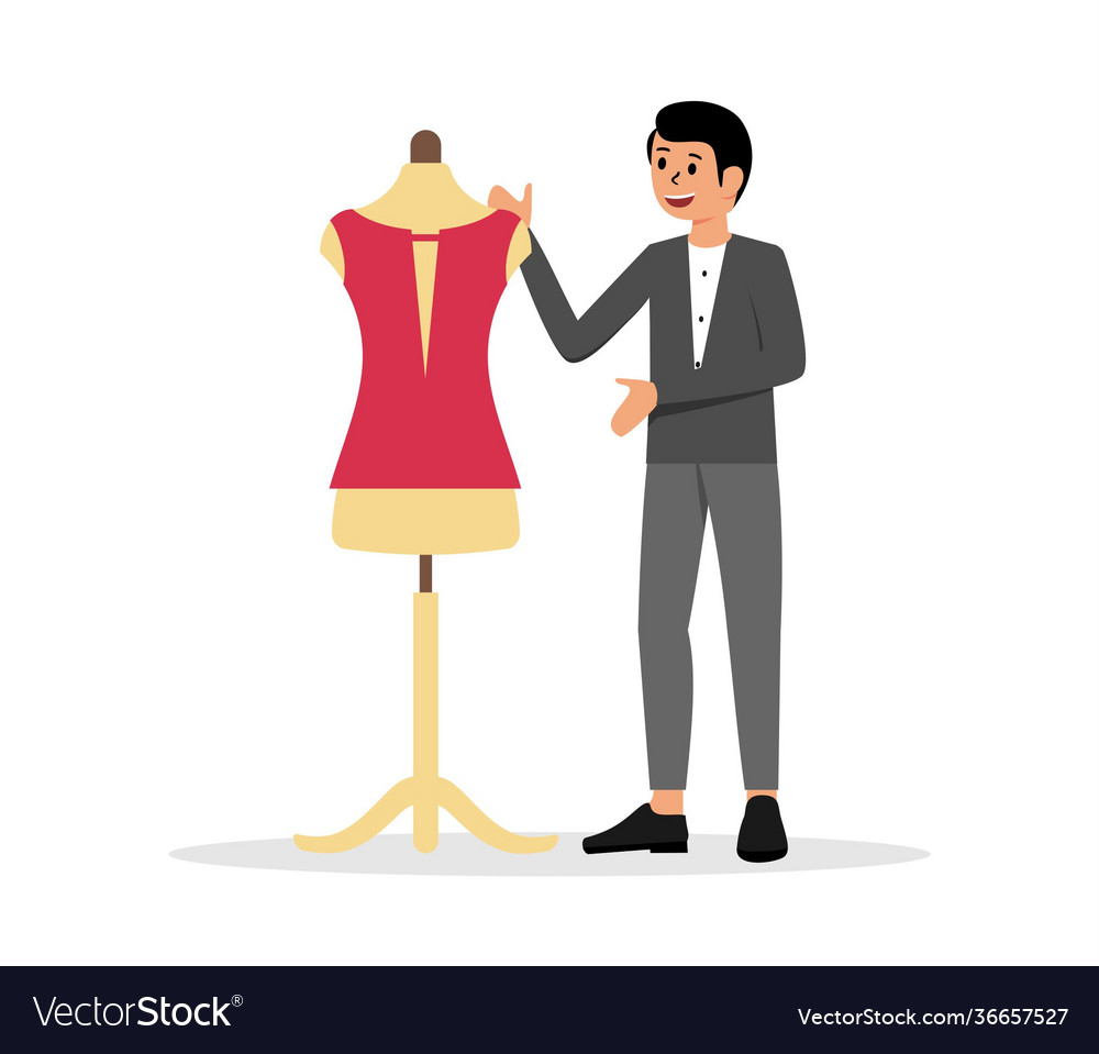 Tailor profession banner flat concept Royalty Free Vector