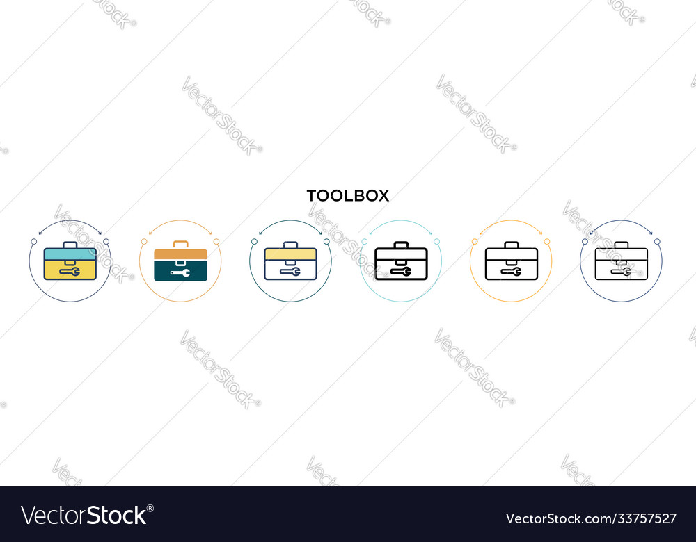 Toolbox icon in filled thin line outline Vector Image Toolbox icon in filled thin line outline