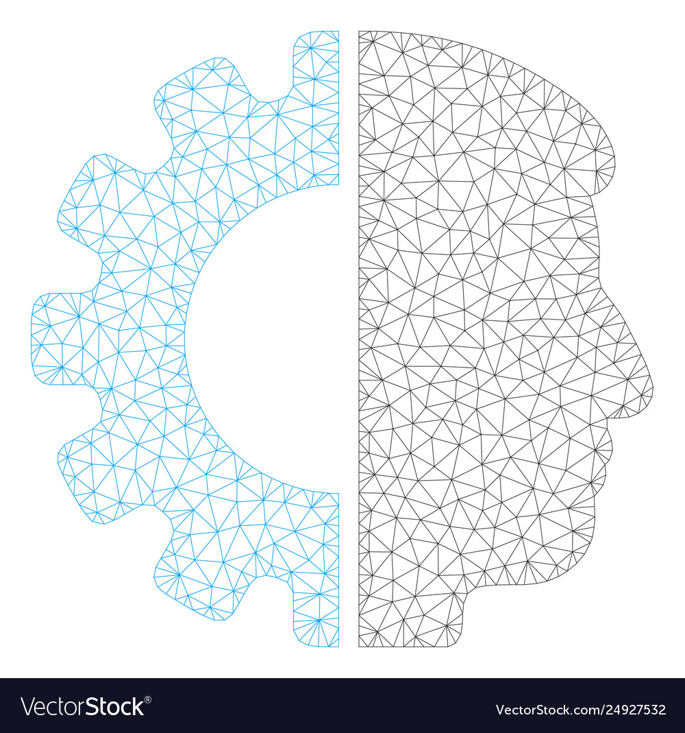 Android head polygonal frame mesh