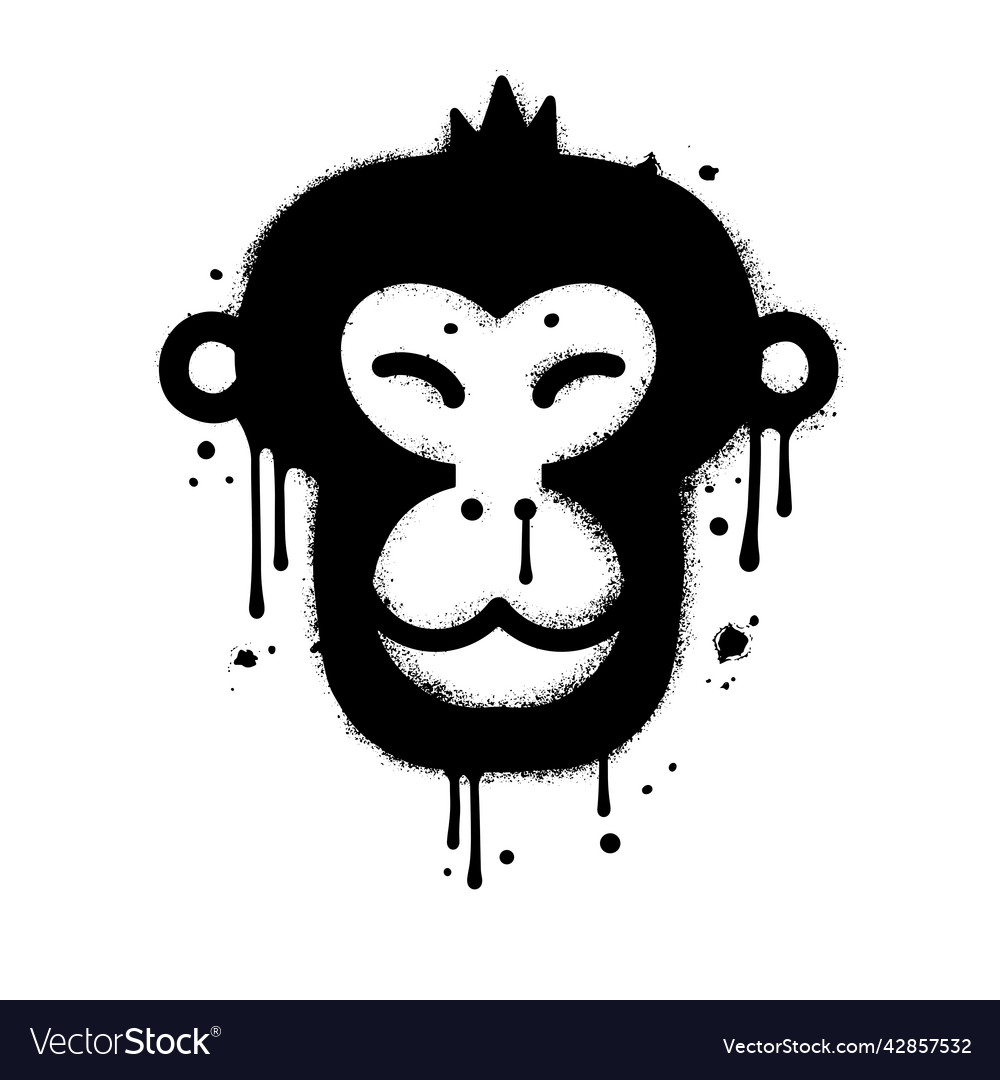 Ape with smiling face in urban street graffity Vector Image