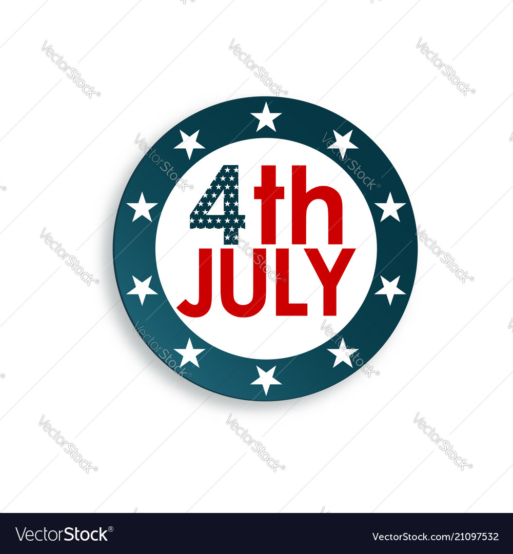 Badge 4th of july isolated on white vector image Badge 4th of july isolated on white
