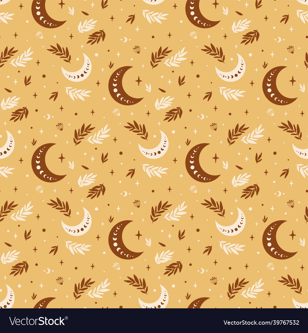 Boho moon pattern celestial seamless vector image Boho moon pattern celestial seamless