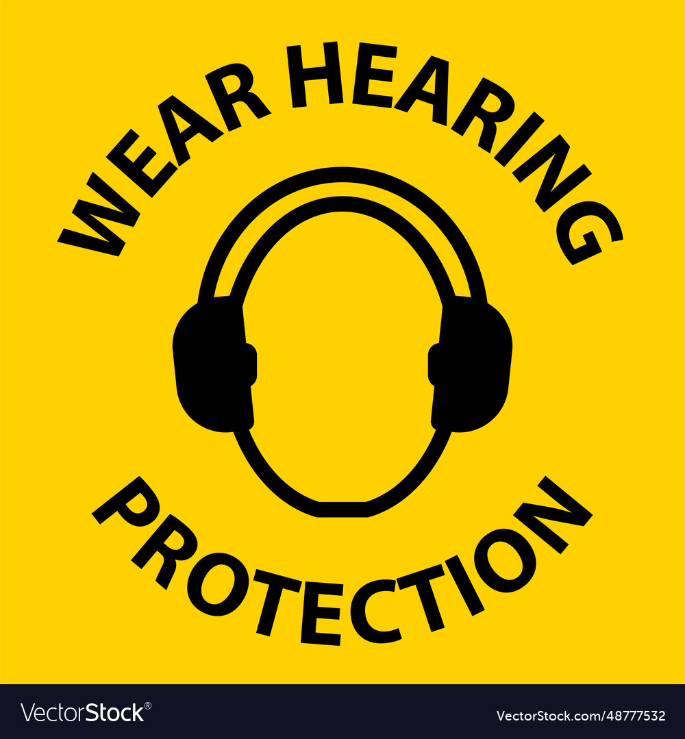 Caution wear hearing protection on transparent Vector Image