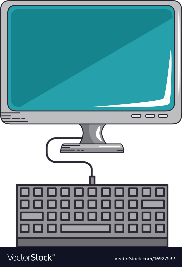 Computer desk technology Royalty Free Vector Image