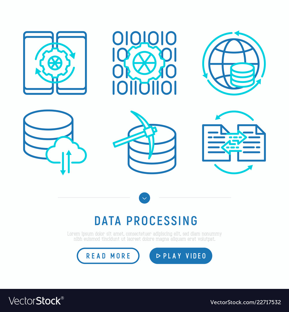 Data Processing Icons - Thin Line
