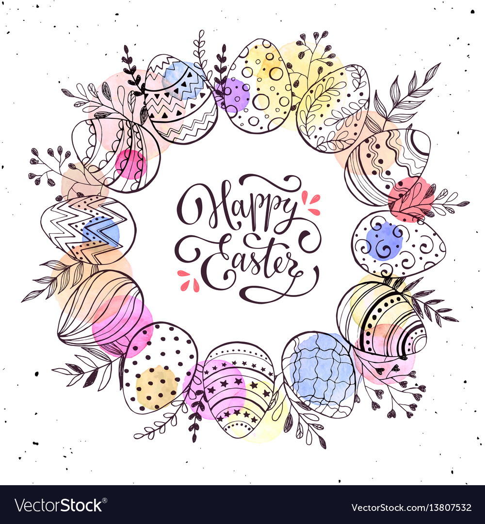 Easter eggs wreath vector image Easter eggs wreath