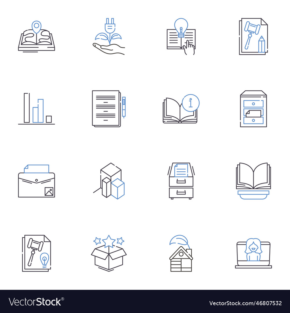 Exploration line icons collection adventurous vector image Exploration line icons collection adventurous