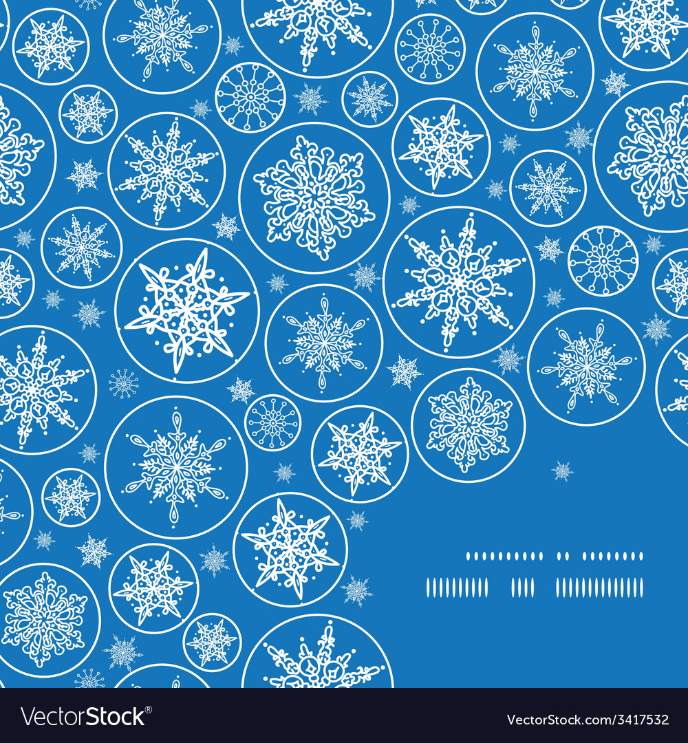 Falling snowflakes frame corner pattern background