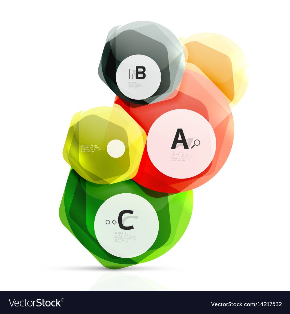 Glass glossy shiny hexagon web elements